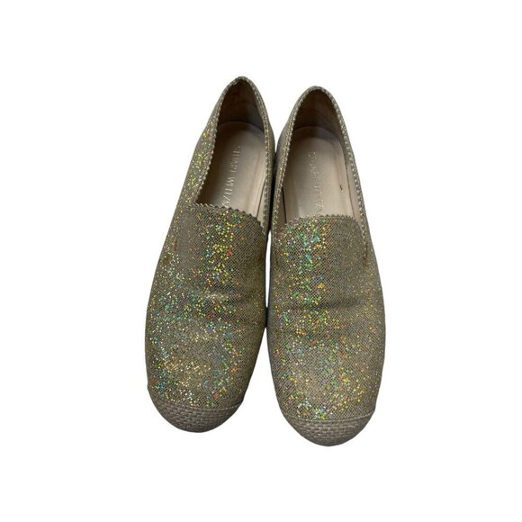 Stuart Weitzman Flats Gold Sparkly Shoes Slip on Women’s Size 8.5 - Picture 3 of 8
